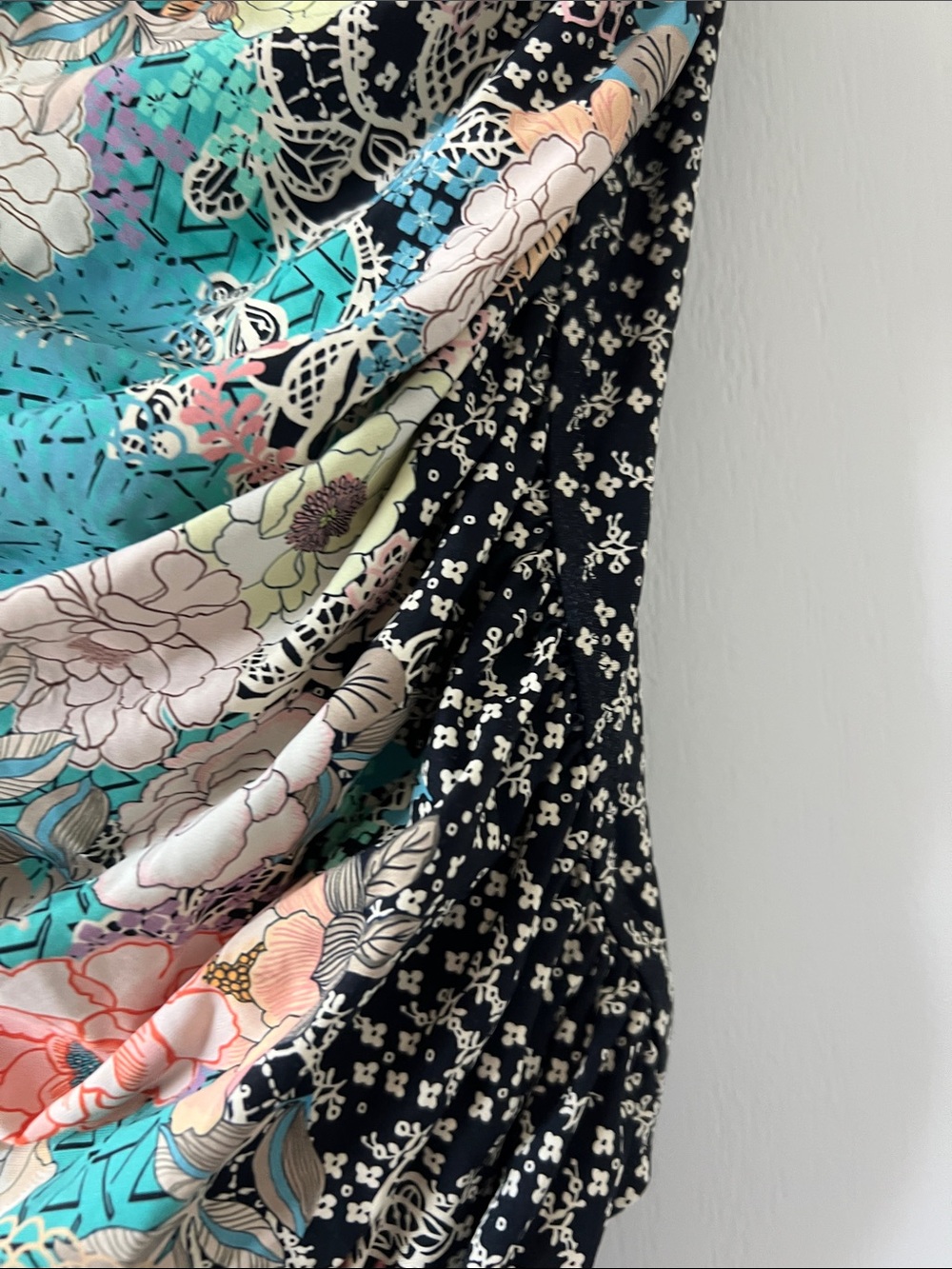 EUC Johnny Was Black Floral Multi-Color Marilyn Ruched Swimsuit SIZE XL - Picture 3 of 11